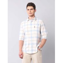 U.S. Polo Assn. Denim Co. Men Off White Tartan Checks Pure Cotton Shirt