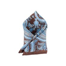 The Tie Hub Brown Paisley With Sky Blue Silk Reversible Pocket Square