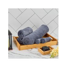 Black Gold Microfiber Bath Towel, Hand Towels & Washcloth Combo Gift Set Plain Grey