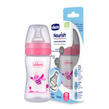 Chicco Nourish Plus Slow Feeding Bottle - Pink