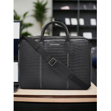 Police Black Croco Classy 15 Inch Stylish Briefcase Messenger Bag