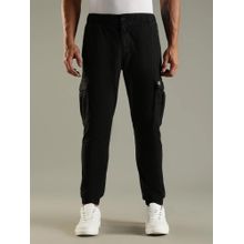 Tommy Hilfiger Black Slim Fit Solid Mid Rise Joggers