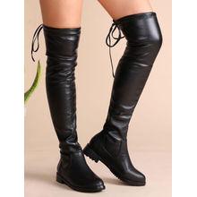 Shoetopia Women Black High-top Flat Boots