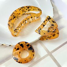 Ayesha Set of 3 Orange Tortoise Shell Semi-Circle, Circular & Oversized Banana Claw Clips