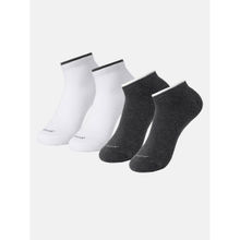 Jockey 7491 Women Cotton Low Show Socks - White & Charcoal Melange (Pack of 2)