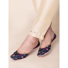 Indya Navy Pink Sequin Floral Embroidered Jutti