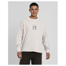 American Eagle White Ae Oversized Long-Sleeve Elevated Logo Textured T-Shirt