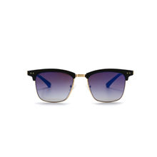 French Connection Blue Lens Clubmaster Sunglass Full Rim Black Frame With Mirrored (FC 7418 C1)