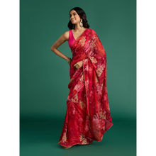 Gajra Gang Maroon Tie Dye Saree with Lace & Unstitched Blouse