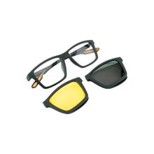 Opium Eyewear Men Polarised & UV Protection Yellow Lens Sunglasses With Magnetic Clip On (55)