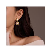 VIEN White Anti-Tarnish Gold Plated Stud Earrings