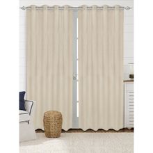 Saralhome LA CRME Plain Velvet Long Door Curtain 2pc Lt Beige (4x9 Feet)