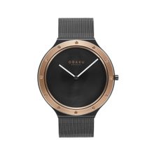 Obaku Note Night Quartz Black Round Dial Men Watch - V285GXMBMB (M)