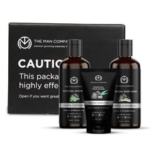 The Man Company Gift Set Anti-Pollution Head To Toe (Charcoal Body Wash + Shampoo + Scrub)