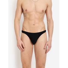 La Intimo Comfy Black Cotton Elastane Thong Brief