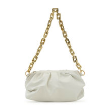 NUFA Ruched Gold Chain White Shoulder Bag