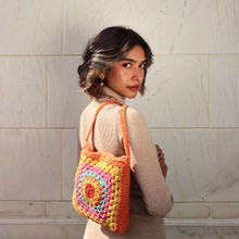 ITIHASIKALA Women Crochet Granny Sling Bag- Multi-Color
