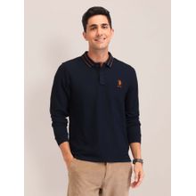 U.S. POLO ASSN. Solid Slim Fit Blue Polo T-Shirt