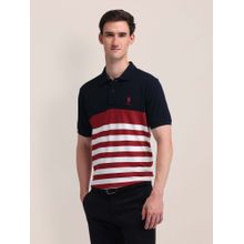 U.S. POLO ASSN. Horizontal Striped Slim Fit Multi-Color Polo T-Shirt
