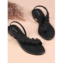 Metro Black Synthetic Round Toe Flats
