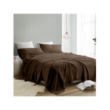 Indra's Brown Cotton Solid Plain Bedsheet with 2 Pillow Covers (King)