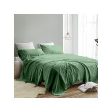 Indra's Green Cotton Solid Plain Bedsheet with 2 Pillow Covers (King)