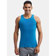 Jockey FP04 Mens Super Combed Cotton Scoop Neck Sleeveless Vest with Extended Length Blue