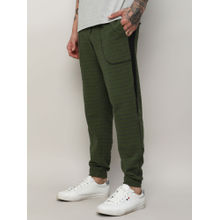 Campus Sutra Men's Dark Green Striped Trackpants