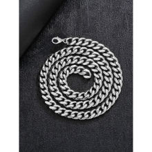 OOMPH Silver Tone Thick Cuban Link Chain Fashion Necklace for Men and Boys