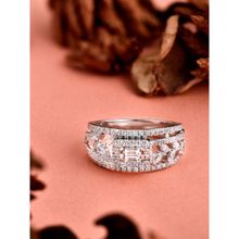 Soleil 92.5 Sterling Silver White Rhodium Fancy Cut Ring