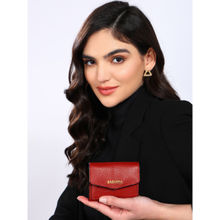 Sassora Genuine Leather Red Card Holder for Women (S)