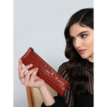 Sassora Animal Print Art Pure Leather Pencil Box Red (M)