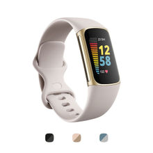 Fitbit Charge 5 Advanced Health & Fitness Tracker, Lunar White/Soft Gold Stainless Steel