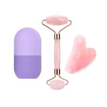 Getmecraft Rose Quartz Roller & Gua Sha Face Massager with P...