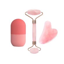 Getmecraft Rose Quartz Roller & Gua Sha Face Massager with P...