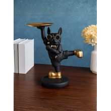 Smokey Cocktail Black Dancing Dog Figurine with Tray