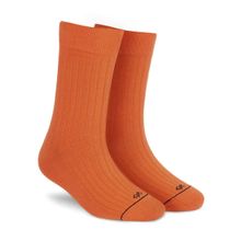 Dynamocks Solid Crew Men & Women Crew Length Socks - Orange (Free Size)