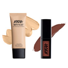 Nykaa Cosmetics Matte To Last Duo - Pore Minimizing Foundation 04 N Light + Liquid Lipstick - Chai