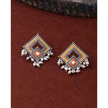 Voylla Sanwari Rhombus Brass Earrings