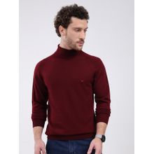 Monte Carlo Maroon Solid Full Sleeve Pullover Sweater