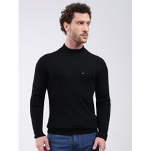 Monte Carlo Black Solid Full Sleeve Pullover Sweater
