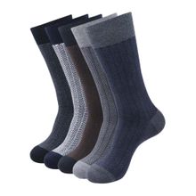 Balenzia Men Assorted Zig Zag Calf-Length Socks - Multi-Color (Pack of 5)