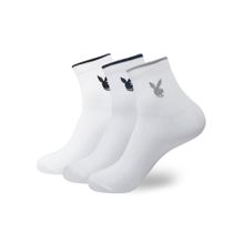 Balenzia Men Playboy High Ankle Socks - White (Pack of 3)