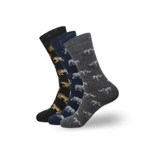 Balenzia Men WWF - India Animal Print Crew Socks - Multi-Color (Pack of 3)