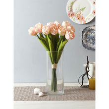 Fourwalls Artificial Beautiful Decorations Tulip Flower Bunches (42 cm Tall, 6 Heads, Peach)