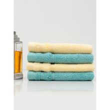 AVI LIVING Zero Twist Cotton Face Towel, Set of 4,Yellow , Green, GSM 450