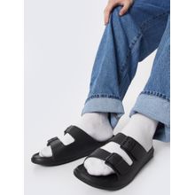max Men Black Dual Strap Sandals