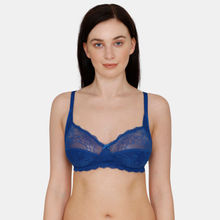 Zivame Rosaline Everyday Single Layered Non Wired 34th Coverage Lace Bra - Sodalite Blue