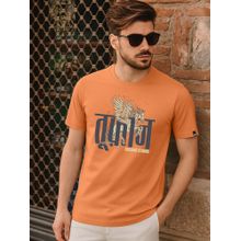 Bewakoof Orange Cotton Lycra Half Sleeves T-Shirt
