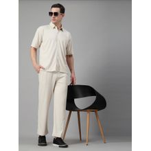 CHKOKKO Beige Men Summer Co-Ord (Set of 2)
